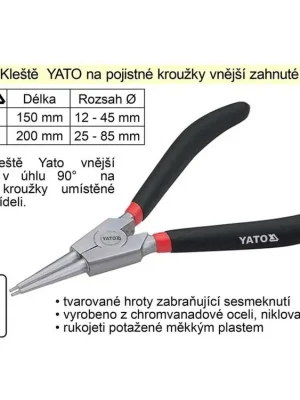 Kleště  YATO na pojistné kroužky 150 mm vnější přímé