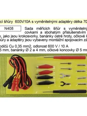 Měřící šňůry  600V/10A s vyměnitelnými adaptéry