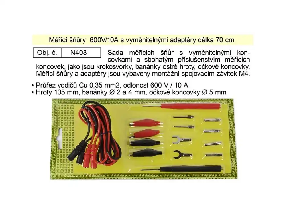 Měřící šňůry 600V/10A s vyměnitelnými adaptéry