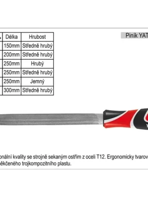 Pilník YATO půlkulatý délka 200mm středně hrubý