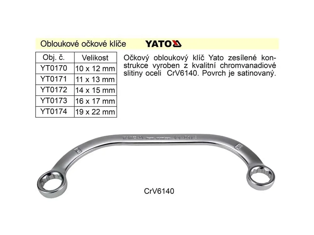 Očkový klíč Yato obloukový 14x15mm CrV