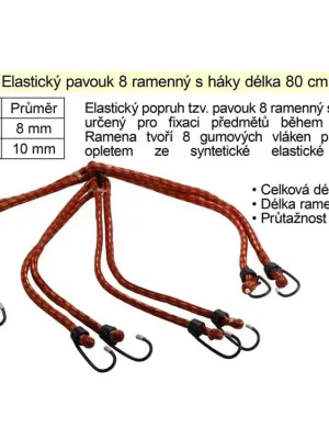 Gumy upínací pavouk 80 cm, 10 mm, 8 ramen