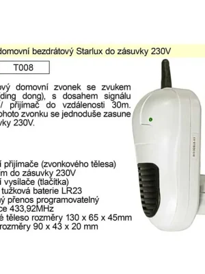 Zvonek domovní bezdrátový Starlux do zásuvky 230V