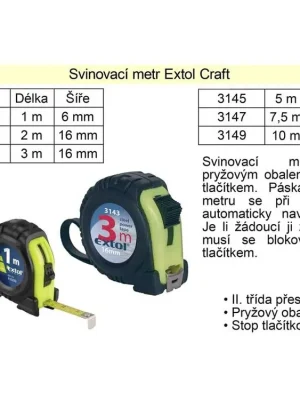 Metr svinovací Extol Craft délka 7,5 m