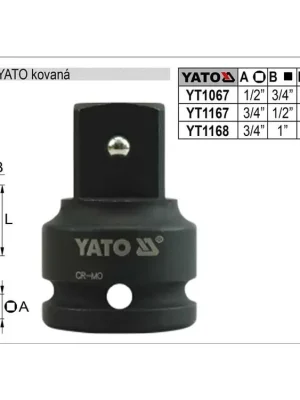 Redukce YATO kovaná vnější čtyřhran 3/4"- vnitřní čtyřhran 1/2"