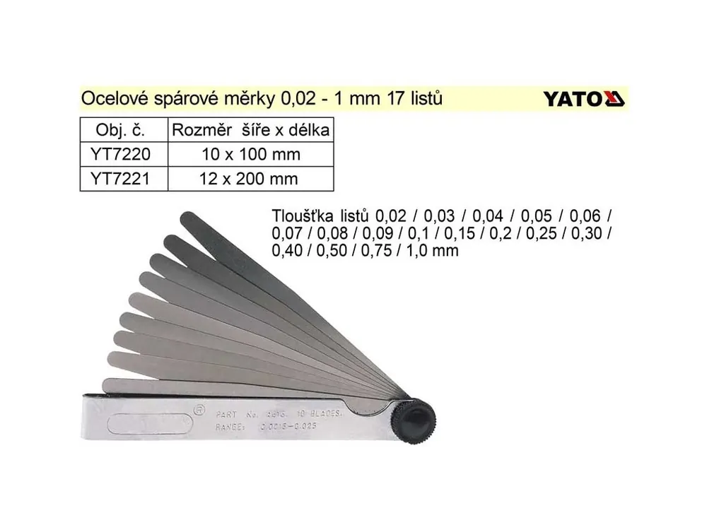 Spárové měrky Yato délka 200mm