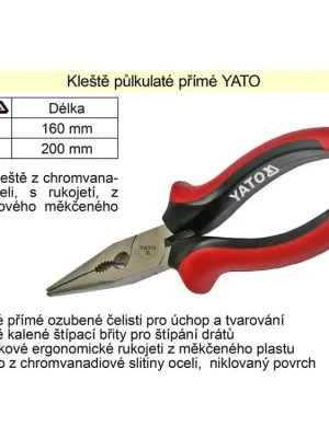 Kleště  YATO půlkulaté přímé 160mm