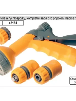 Rozstřikovač 6 fukční a rychlospojky kompletní sada pro zahradní hadici 1/2"