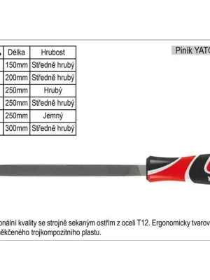 Pilník YATO trojhranný délka 250mm jemný