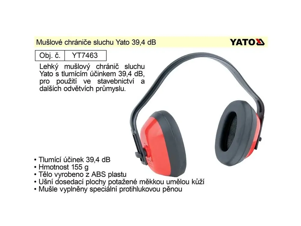 Mušlové chrániče sluchu Yato 39,4 dB