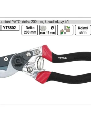 Nůžky zahradnické YATO 200mm kovadlinkový břit