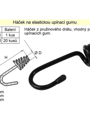 Háček na elastický popruh balení 20 kusů