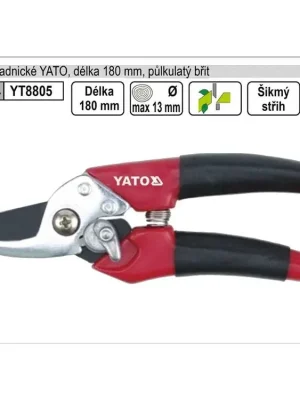 Nůžky zahradnické YATO 175mm půlkulatý břit