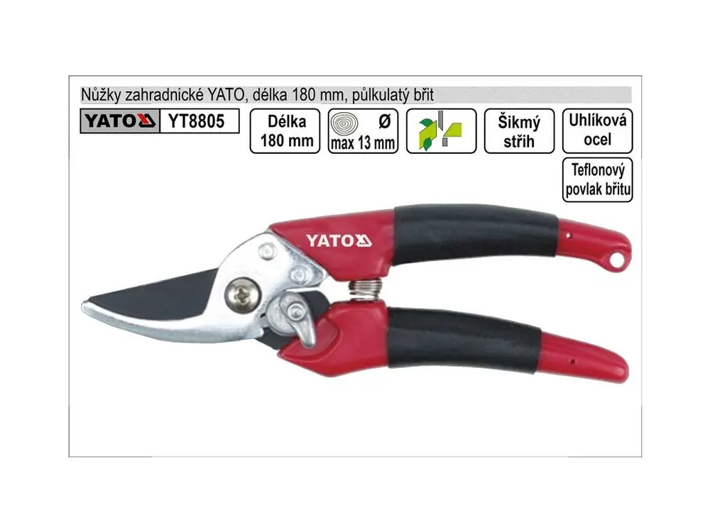 Nůžky zahradnické YATO 175mm půlkulatý břit