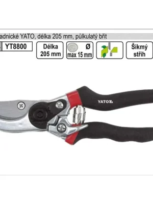 Nůžky zahradnické YATO 205mm půlkulatý břit