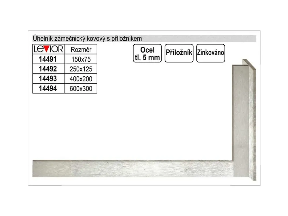 Úhelník zámečnický kovový příložný 75x150mm