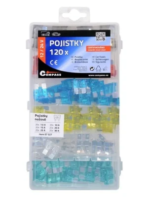 Pojistky nožové sada 120ks 7,5/10/15/20/25/30Amp