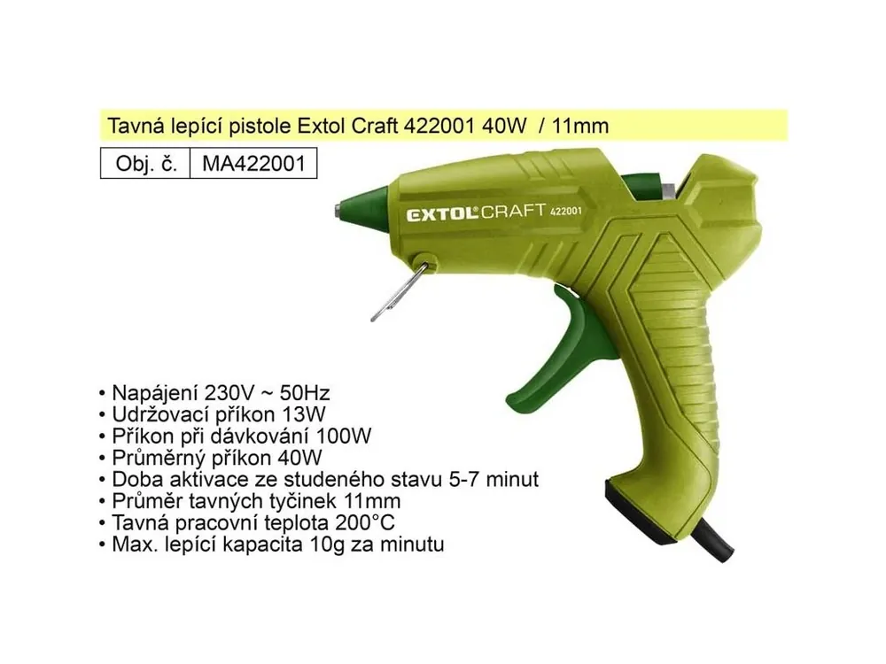 Tavná lepící pistole Extol Craft 422001 40W / 11mm