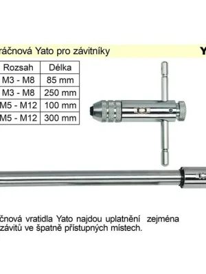 Vratidlo závitové ráčnové Yato délka 85mm pro závitníky M3 - M10