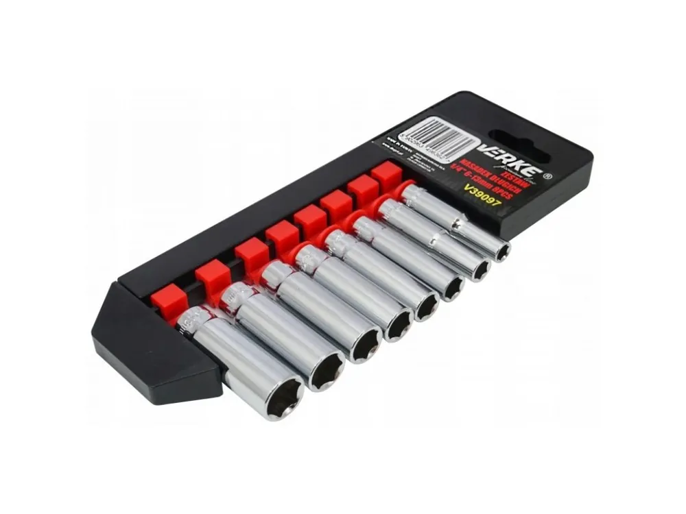 VERKE PREMIUM Gola ořechy 1/4" nástrčné hlavice prodloužené sada 6-13mm