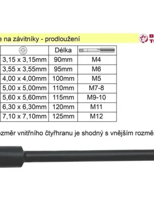 Nástavec pro závitník M5 délka 100mm prodloužení:4mm