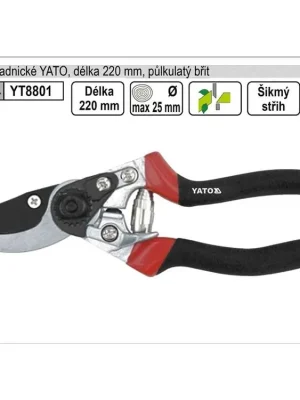 Nůžky zahradnické YATO 210mm půlkulatý břit