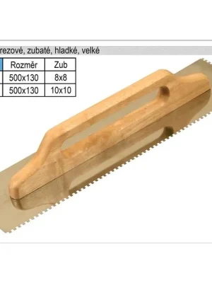 Hladítko nerezové zubaté 500x130mm, zub 8x8mm