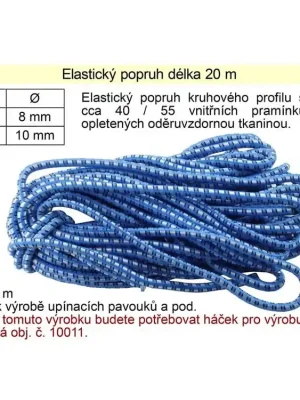 Gumový elastický popruh 20 m x 8 mm
