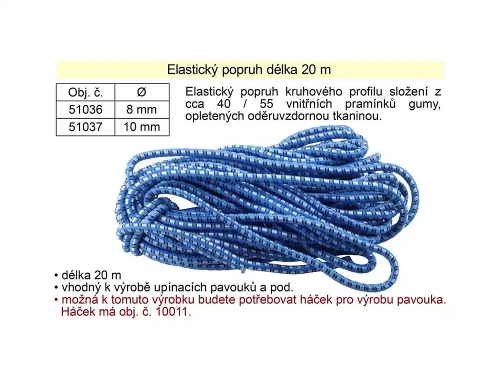Gumový elastický popruh 20 m x 8 mm