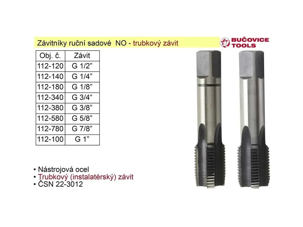 Závitníky ruční sadové G1/4" NO trubkový závit