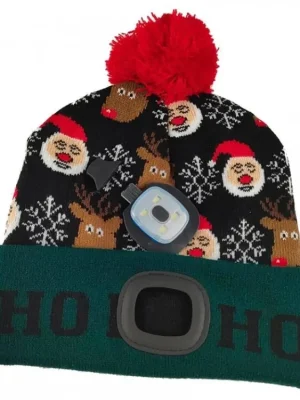 STREND PRO Čepice se světlem X-mas ZELENO-ČERNÁ, velikost UNI