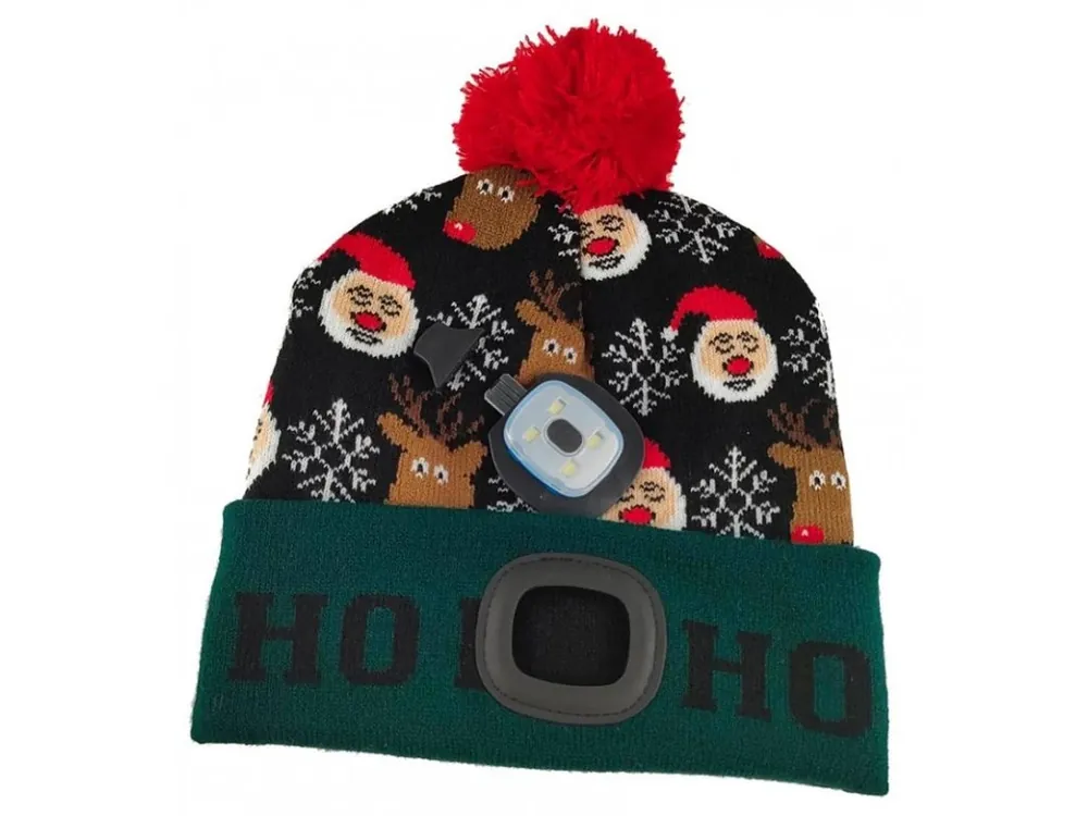 STREND PRO Čepice se světlem X-mas ZELENO-ČERNÁ, velikost UNI