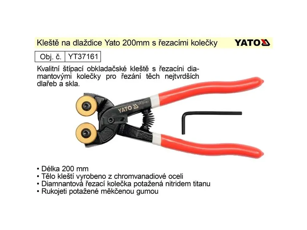 Kleště na dlaždice Yato 200mm s řezacími kolečky