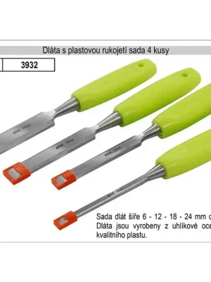 Dláta  EXTOL CRAFT s plastovou rukojetí sada 4 kusy