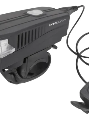 EXTOL LIGHT světlo bílé na kolo 350lm, USB nabíjení, klakson, 5W LED 43137