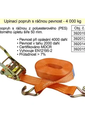 Popruh upínací pás s ráčnou 4t/3m/50mm