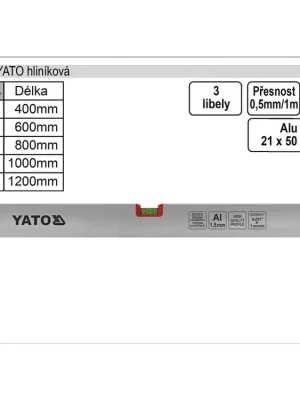 Vodováha  YATO 1000mm 3 libely