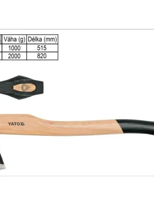 Sekera štípací klínová YATO s kvalitní dřevěnou násadou 1000g