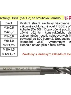 Strojní závitník  M8x1,25 HSSE šroubová drážka Co 5%