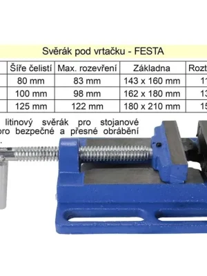 Svěrák  na stojanovou vrtačku šíře  80 mm
