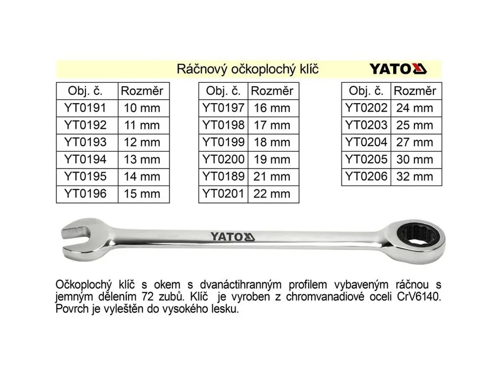 YATO Ráčnový klíč očkoplochý 32mm
