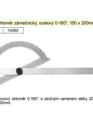 Úhloměr zámečnický 0-180° 150x200mm