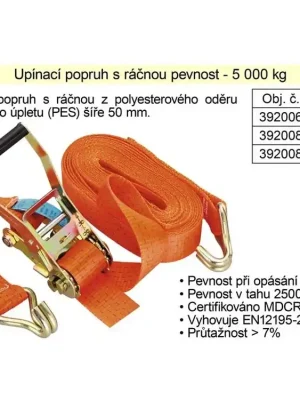 Popruh upínací pás s ráčnou 5t/10m/50mm