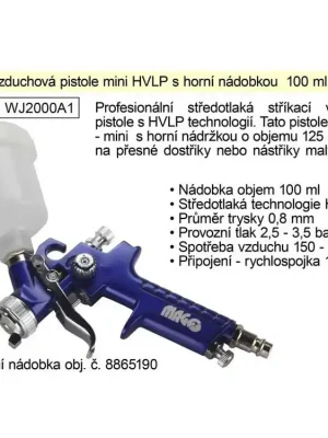 Magg WJ2000A1 Pistole stříkací vzduchová mini HVLP Profi horní nádobka 100ml