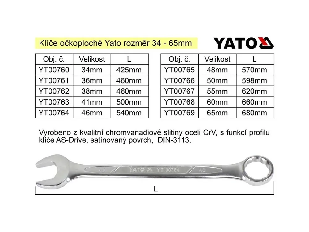 YATO Očkoplochý klíč 41mm CrV