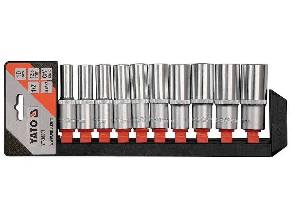 YATO Gola ořechy šestihranné prodloužené 1/2" sada 10 ks 10-24mm