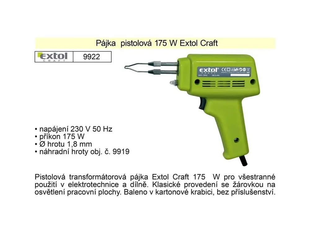 Pájka pistolová 175 W Extol Craft