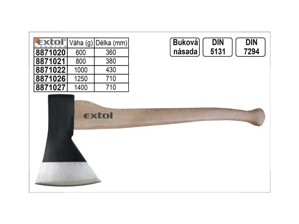 Sekera EXTOL PREMIUM s bukovou násadou 1000g
