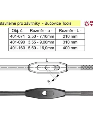 Vratidlo pro závitníky čtyřhran 3,55-9,0mm Bučovice Tools