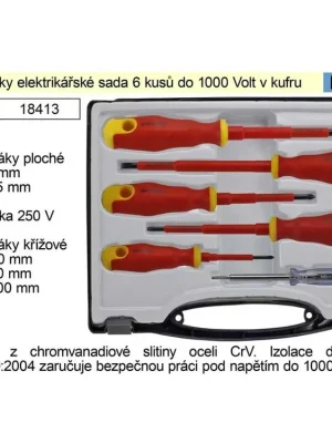 Šroubováky elektrikářské sada 6 kusů izolované do 1000 V v kufru